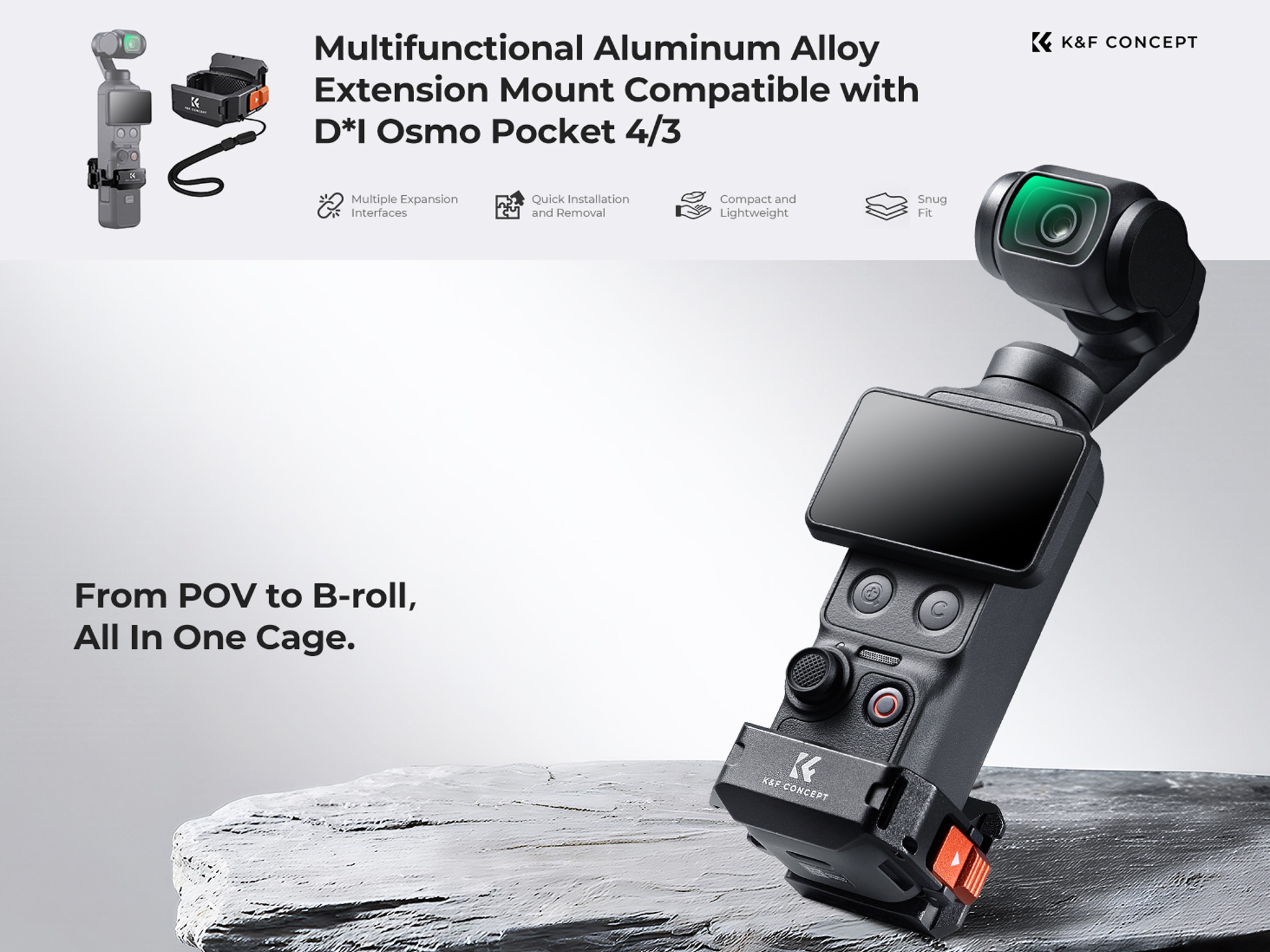 KF Concept rozšiřovací klec pro DJI Osmo Pocket 4 a Pocket 3